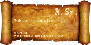 Mekler Szabolcs névjegykártya